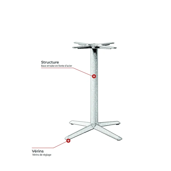 Pied de table d'intérieur Ø 60 cm en acier noir Sybella