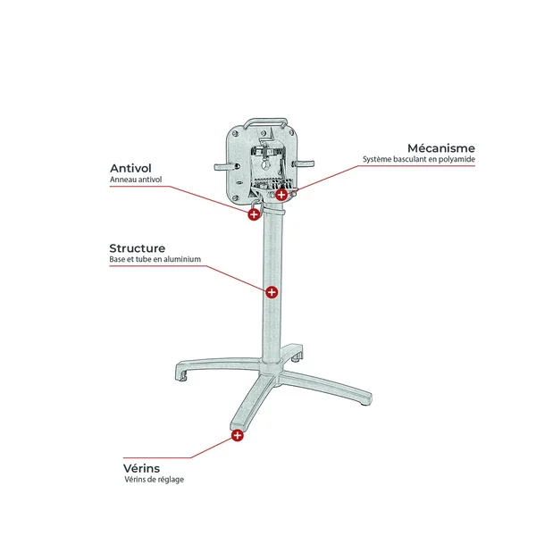 Pied de table pliable d'extérieur en aluminium Martina