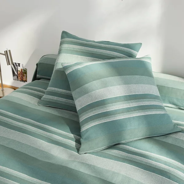 Plaid jeté multicolore coton tissage artisanal, eucalyptus