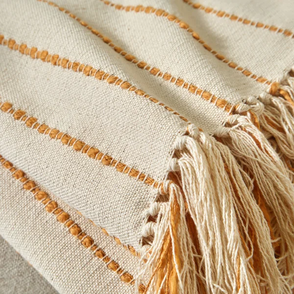 Plaid ou jeté de canapé tissage artisanal, naturel / miel