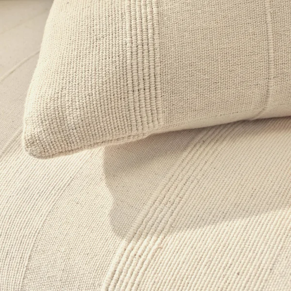 Plaid ou jeté uni coton tissage artisanal, écru