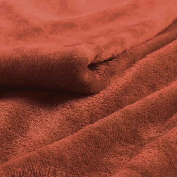 Plaid polaire, toucher peluche, terracotta