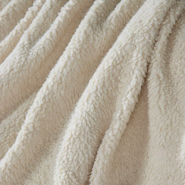 Plaid sherpa gaze de coton bio Pablo - Ecru - 130 x 150 cm