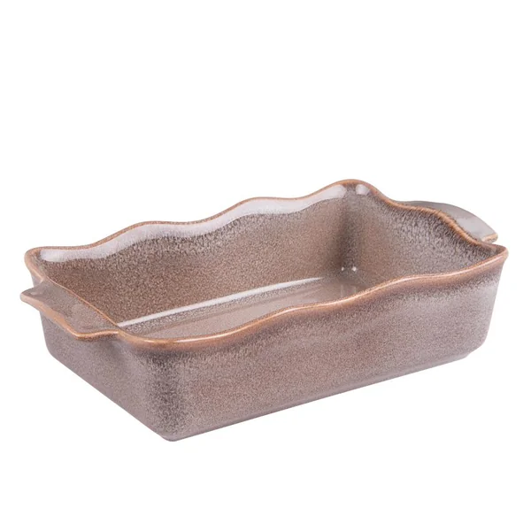 Plat à four rectangulaire en porcelaine marron Ely - 27 x 16 x H 7 cm