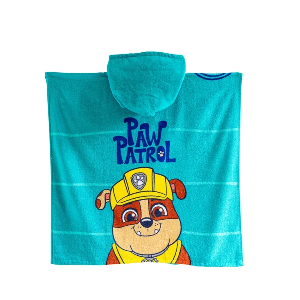 Poncho de bain enfant Pat'Patrouille personnalisé éponge et velours coton - 320g/m², émeraude