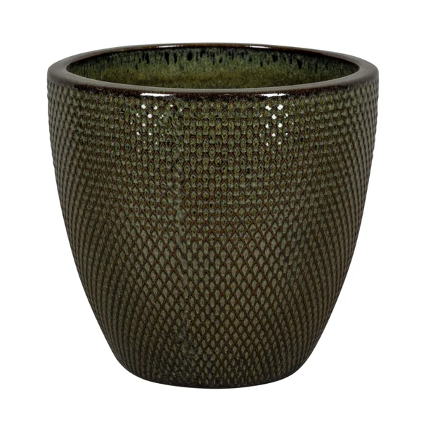 Pot rond en grès émaillé vert Passion for Pottery Busan - Ø 23 x H 20,5 cm