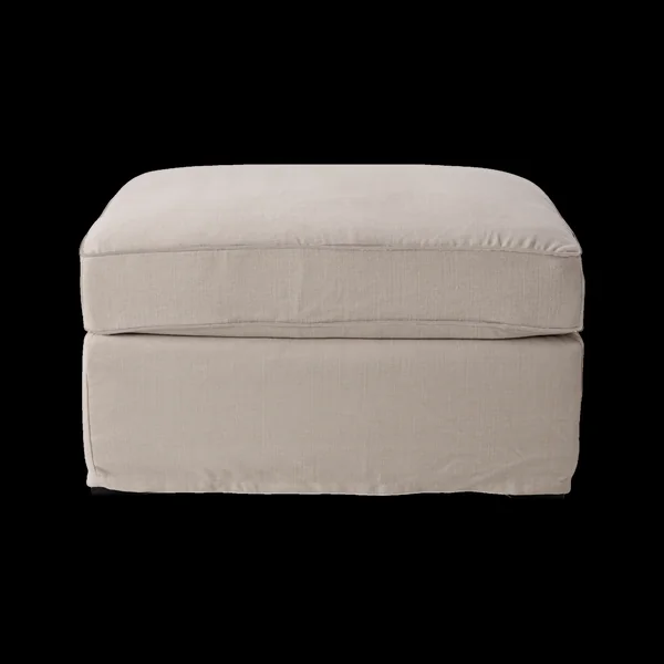 Pouf coton/lin déhoussable Margot - Beige/Beige