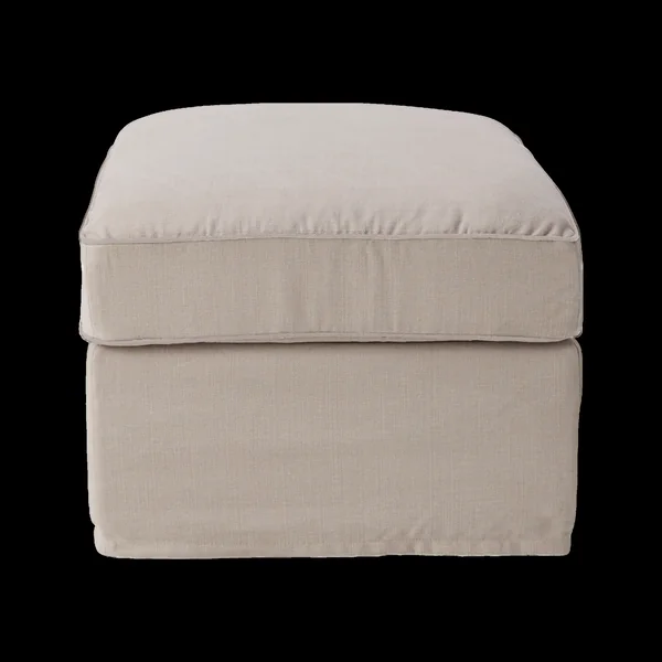 Pouf coton/lin déhoussable Margot - Beige/Beige