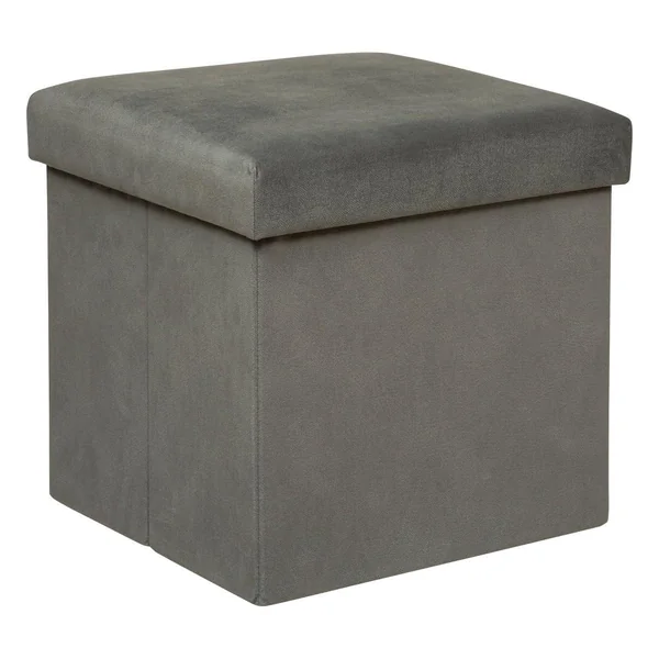 POUF PLIANT VELOURS LILOU GRIS D.38X38CM