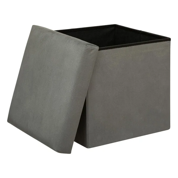 POUF PLIANT VELOURS LILOU GRIS D.38X38CM