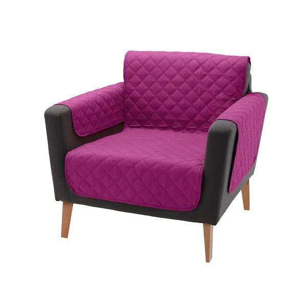 Protège-salon réversible microfibre matelassé, prune