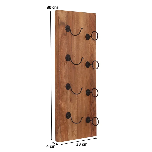 Range-bouteilles mural industriel H 80 cm en bois de manguier massif Pamela