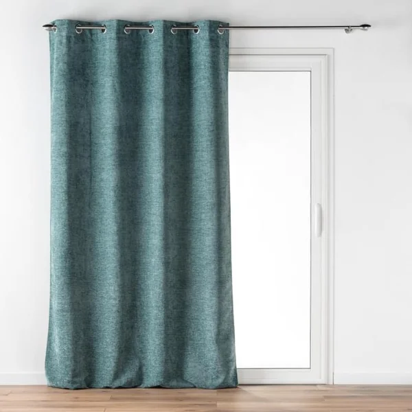 RIDEAU A OEILLETS 140X260CM VELOURS RELIEF VERRA SAUGE