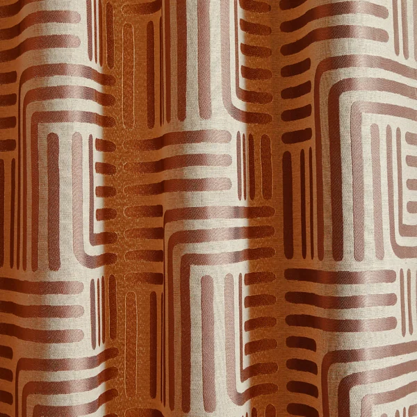 Rideau jacquard imprimé lignes, terracotta