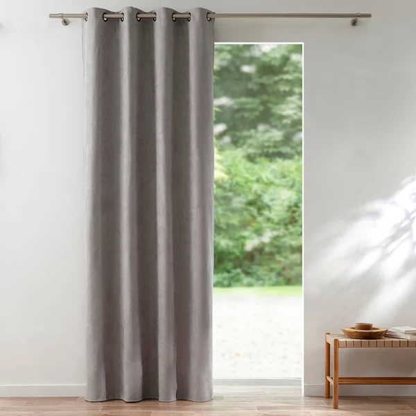 Rideau occultant et isolant finition oeillets, gris perle