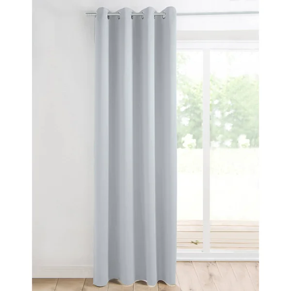 Rideau occultant uni satiné finition oeillets, gris perle