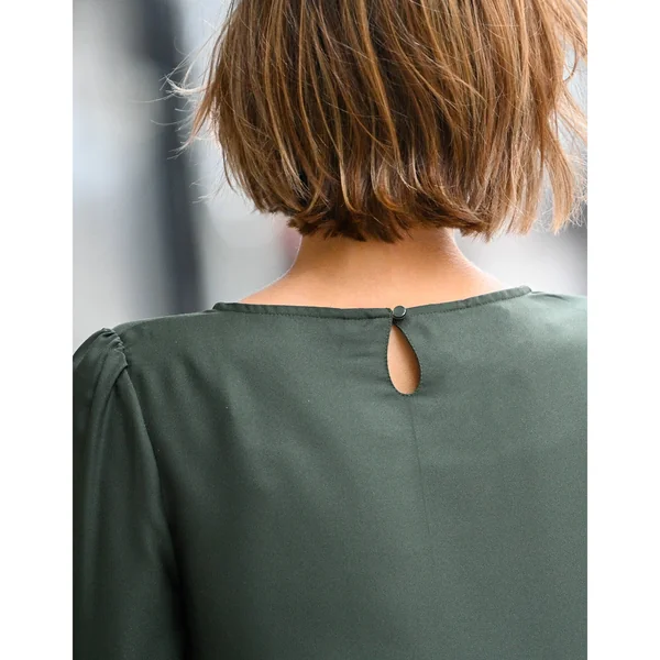 Robe droite manches 7/8ème unie, kaki