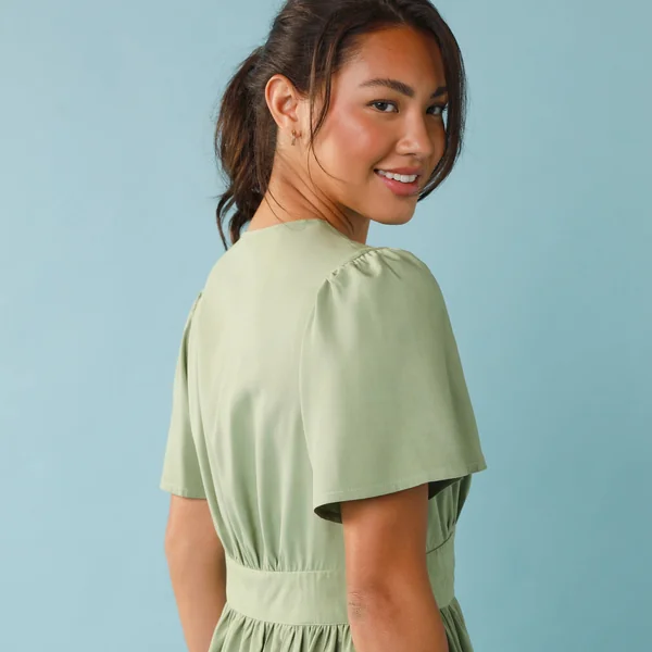 Robe longue boutonnée unie, Spécial Petites , vert