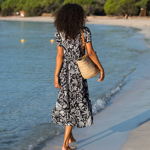 Robe longue imprimée col V, crépon, noir / blanc