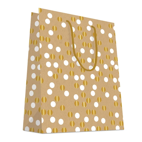 SAC CADEAUX KRAFT DORURE CHAUD POIS OR BLANC 18X23CM
