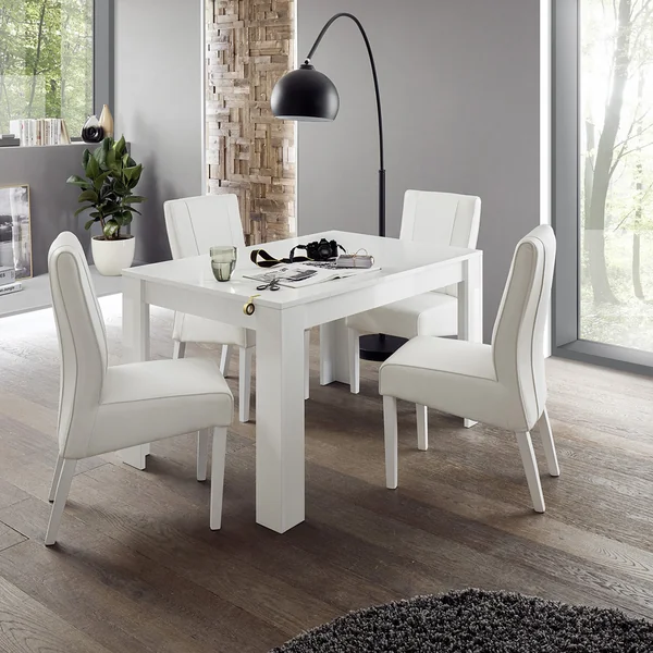 Salle à manger moderne laquée blanc brillant Larissa
