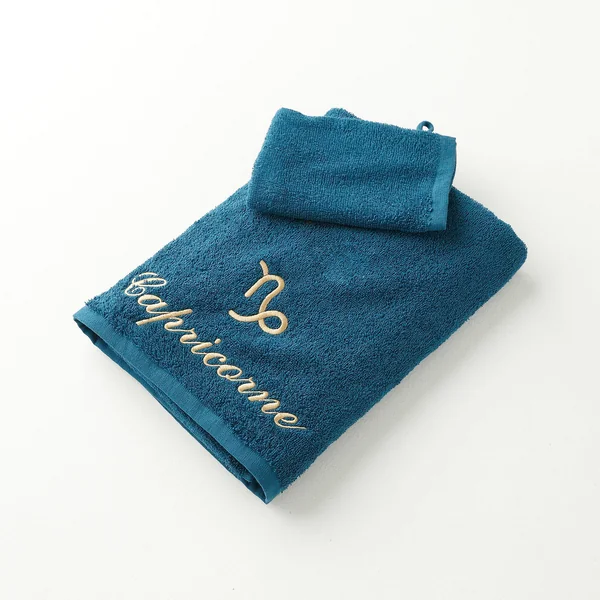 Serviettes de bain CAPRICORNE - 420g/m2, bleu paon