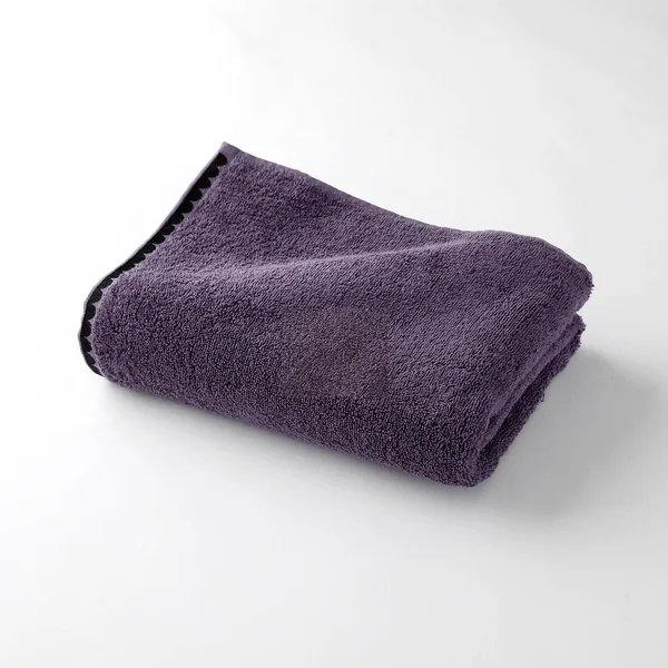 Serviettes de bain finition broderie fantaisie - 420g/m2, aubergine