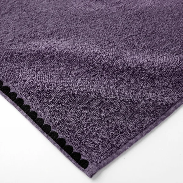 Serviettes de bain finition broderie fantaisie - 420g/m2, aubergine
