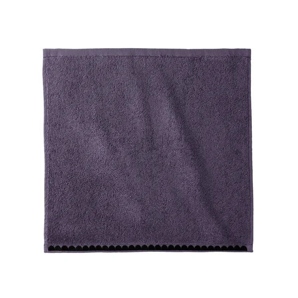 Serviettes de bain finition broderie fantaisie - 420g/m2, aubergine