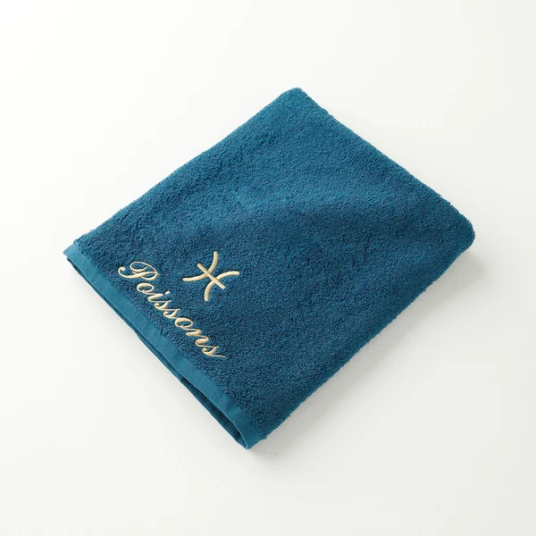 Serviettes de bain POISSON - 420g/m2, bleu paon