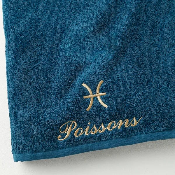Serviettes de bain POISSON - 420g/m2, bleu paon