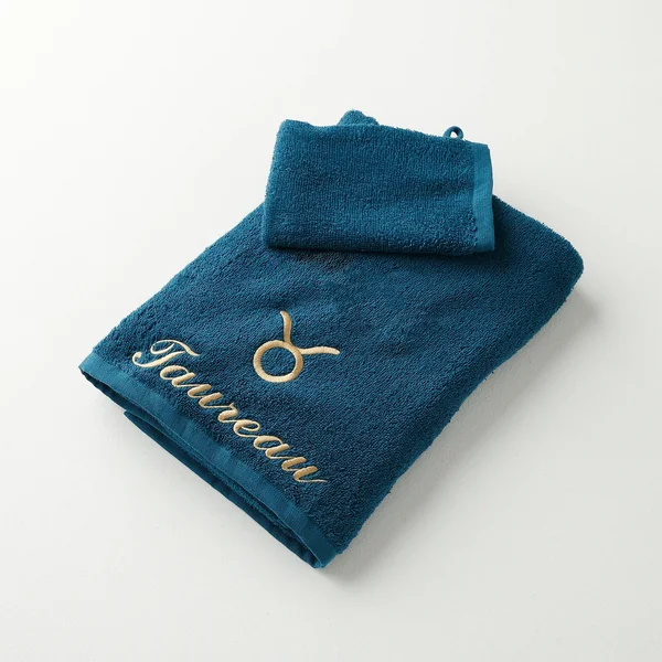 Serviettes de bain TAUREAU - 420g/m2, bleu paon