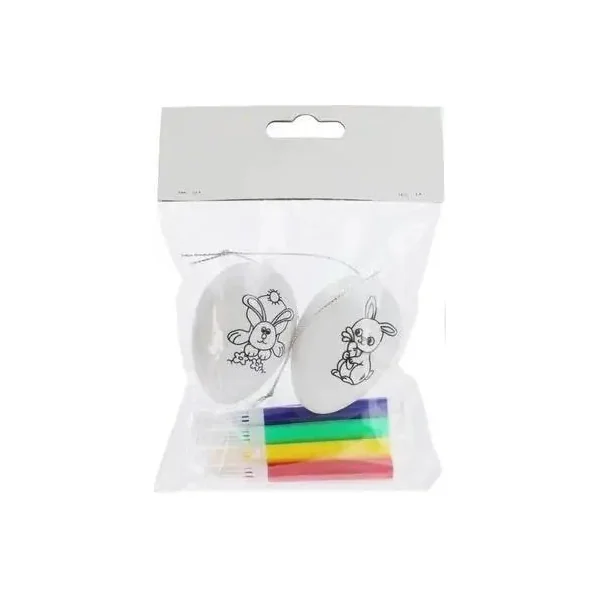 SET 2 OEUFS DE PAQUES A COLORIER AVEC 4 FEUTRES