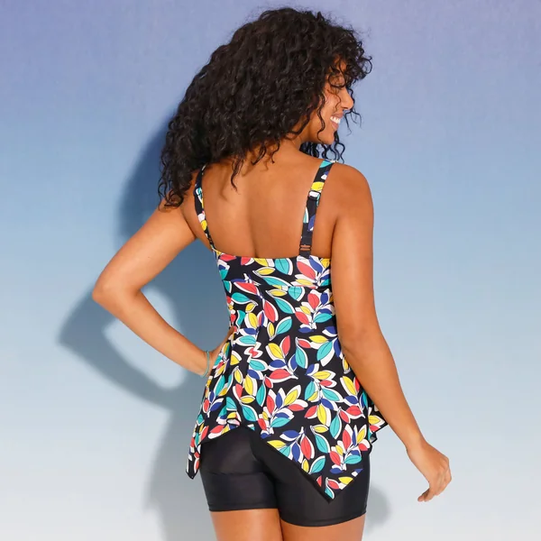 Short de bain long Boruca, noir / multicolore