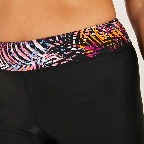 Short de bain long Sagua, noir / rose