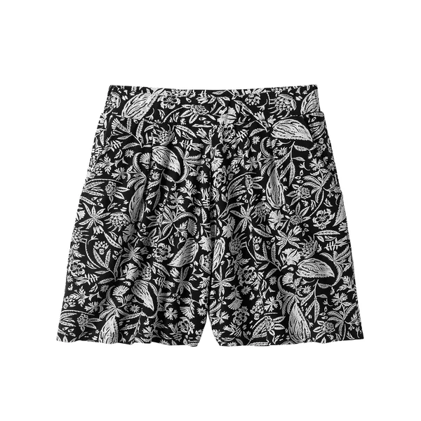 Short large fluide imprimé, noir / blanc