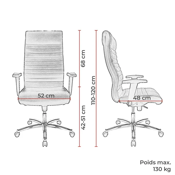 Siège de direction en cuir noir 100% Chiva | Matelpro.com