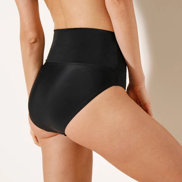 Slip de bain uni sculptant Solaro - ceinture modulable, noir