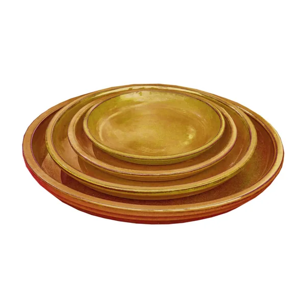 Soucoupe en terre cuite émaillée jaune miel Poterie du Bousquet Costa - Ø 38 x H 3,8 cm