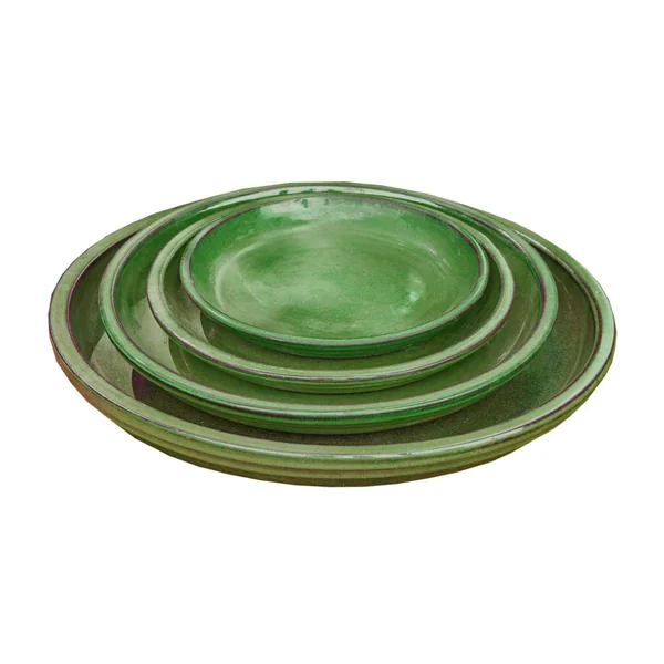 Soucoupe en terre cuite émaillée verte Poterie du Bousquet Costa - Ø 24 x H 3 cm