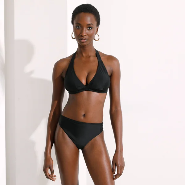Soutien-gorge de bain forme triangle uni Solaro - sans armatures, noir