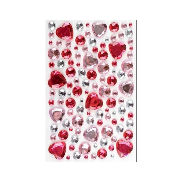 STICKERS STRASS COEUR ROSE 0.5 A 2 CM X 106 PCS