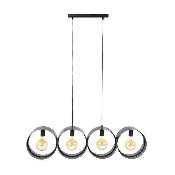 Suspension industrielle en métal anthracite 4 lampes Zoeline