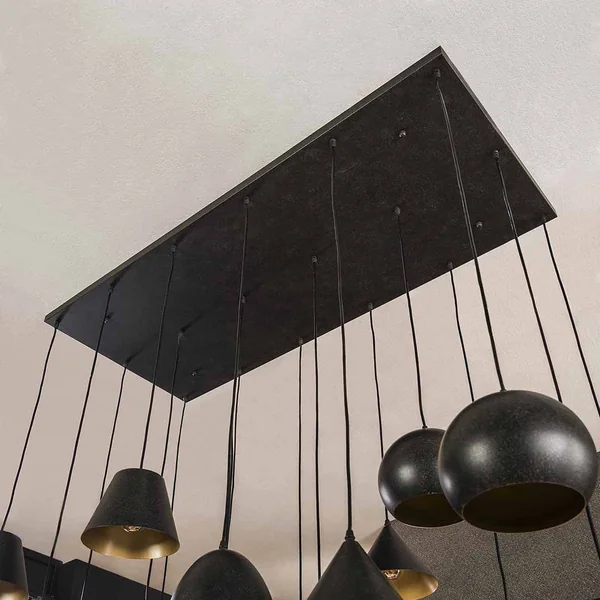 Suspension moderne 18 lampes en métal noir arctique Modus