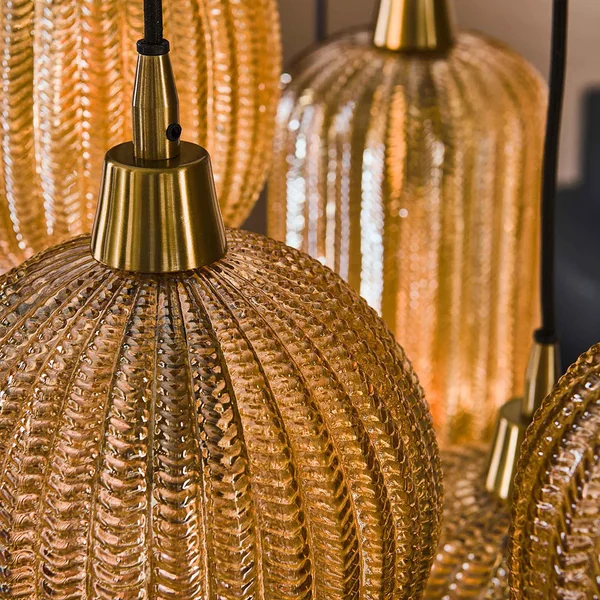 Suspension moderne en verre 7 lampes Ambrine