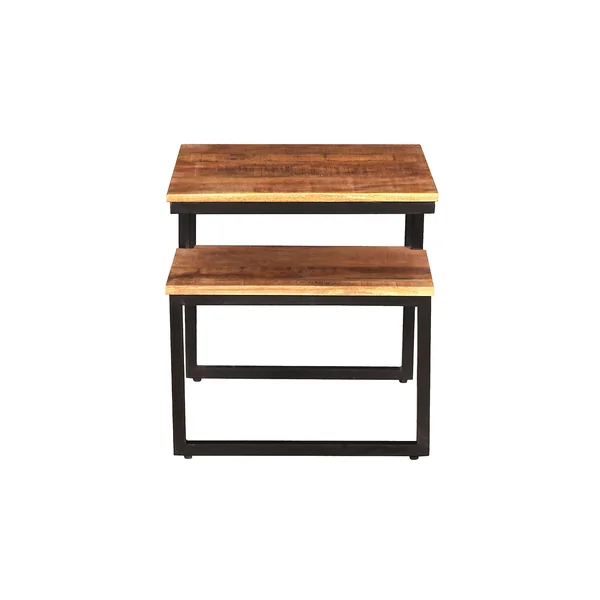 Table basse industrielle en bois de manguier massif naturel Allister