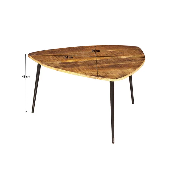 Table basse industrielle H 41 cm en bois de manguier massif naturel Allister