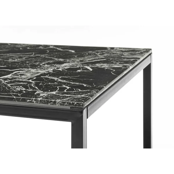 Table basse industrielle métal et verre noir (lot de 3) Claudia