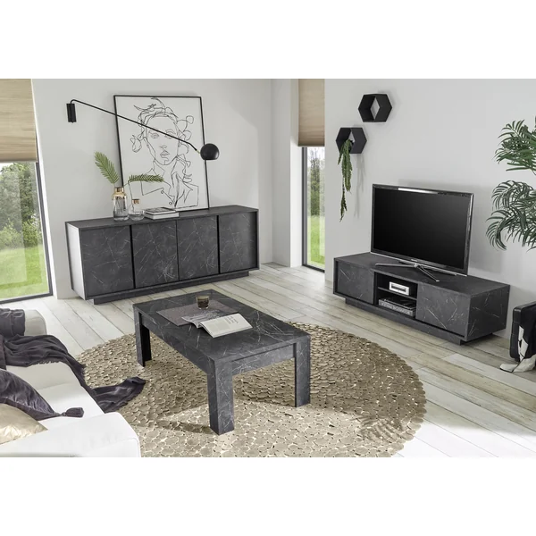 Table basse rectangulaire moderne noir marbré Carrat