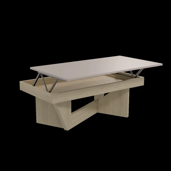 Table basse relevable décor bois Gabriela - Chêne blanchi/Lin